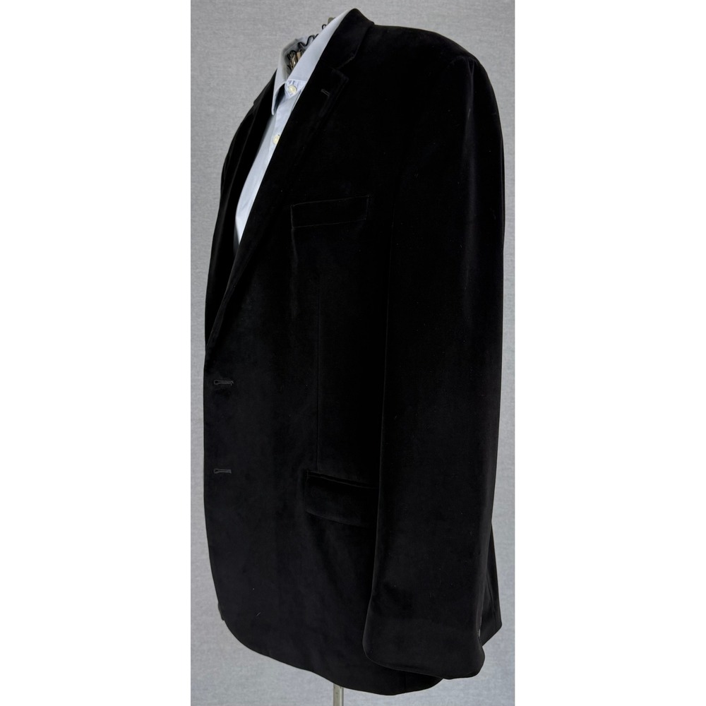 Chaps Mens Black Velvet Blazer Jacket Paisley Lining Two Button 48T Tall